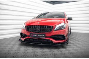 Street Pro Front Splitter + Flaps Mercedes-Benz A 45 AMG Aero W176 Facelift - Black + Gloss Flaps