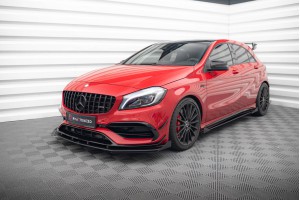 Street Pro Front Splitter + Flaps Mercedes-Benz A 45 AMG Aero W176 Facelift - Black + Gloss Flaps