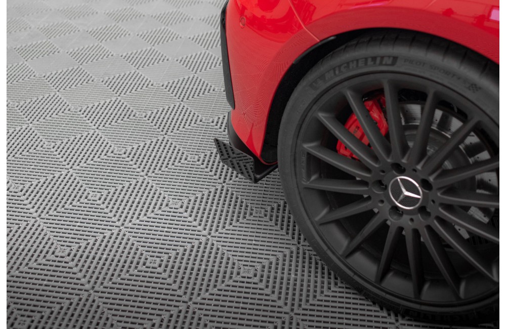 Street Pro Rear Side Splitters + Flaps Mercedes-Benz A 45 AMG W176 Facelift - Black + Gloss Flaps