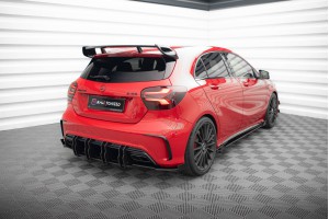 Street Pro Rear Side Splitters + Flaps Mercedes-Benz A 45 AMG W176 Facelift - Black + Gloss Flaps