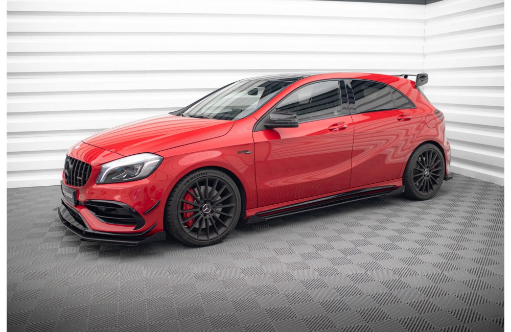 Street Pro Side Skirts Diffusers + Flaps Mercedes-Benz A 45 AMG W176 Facelift - Black + Gloss Flaps Street Pro Side Skirts Diffusers + Flaps Mercedes-Benz A 45 AMG W176 Facelift - Black + Gloss Flaps