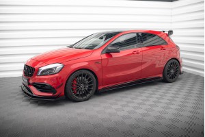 Street Pro Side Skirts Diffusers + Flaps Mercedes-Benz A 45 AMG W176 Facelift - Black + Gloss Flaps Street Pro Side Skirts Diffusers + Flaps Mercedes-Benz A 45 AMG W176 Facelift - Black + Gloss Flaps
