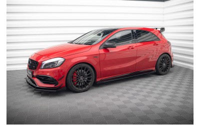Street Pro Side Skirts Diffusers + Flaps Mercedes-Benz A 45 AMG W176 Facelift - Black + Gloss Flaps    