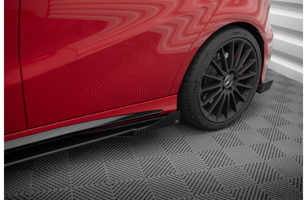 Street Pro Side Skirts Diffusers + Flaps Mercedes-Benz A 45 AMG W176 Facelift - Black + Gloss Flaps Street Pro Side Skirts Diffusers + Flaps Mercedes-Benz A 45 AMG W176 Facelift - Black + Gloss Flaps