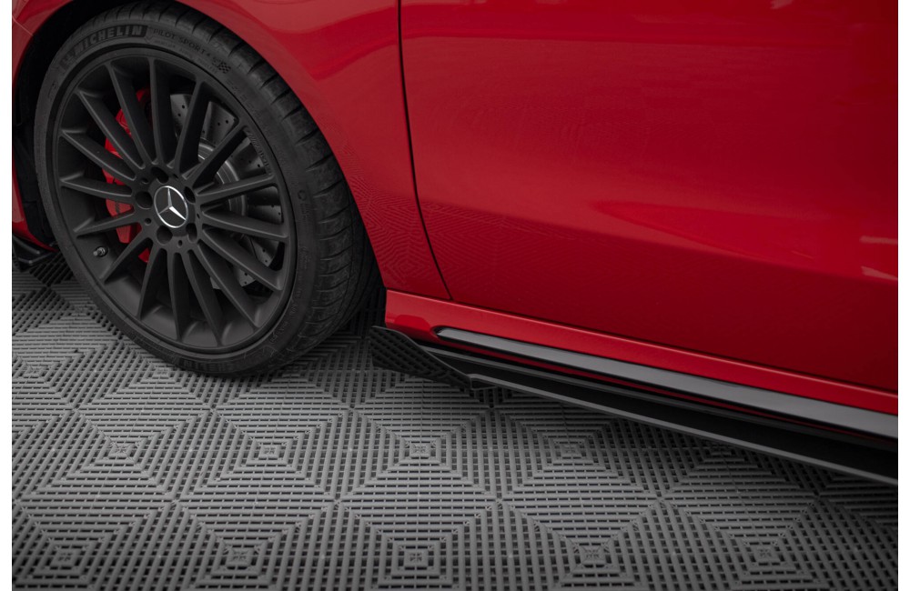 Street Pro Side Skirts Diffusers + Flaps Mercedes-Benz A 45 AMG W176 Facelift - Black + Gloss Flaps Street Pro Side Skirts Diffusers + Flaps Mercedes-Benz A 45 AMG W176 Facelift - Black + Gloss Flaps