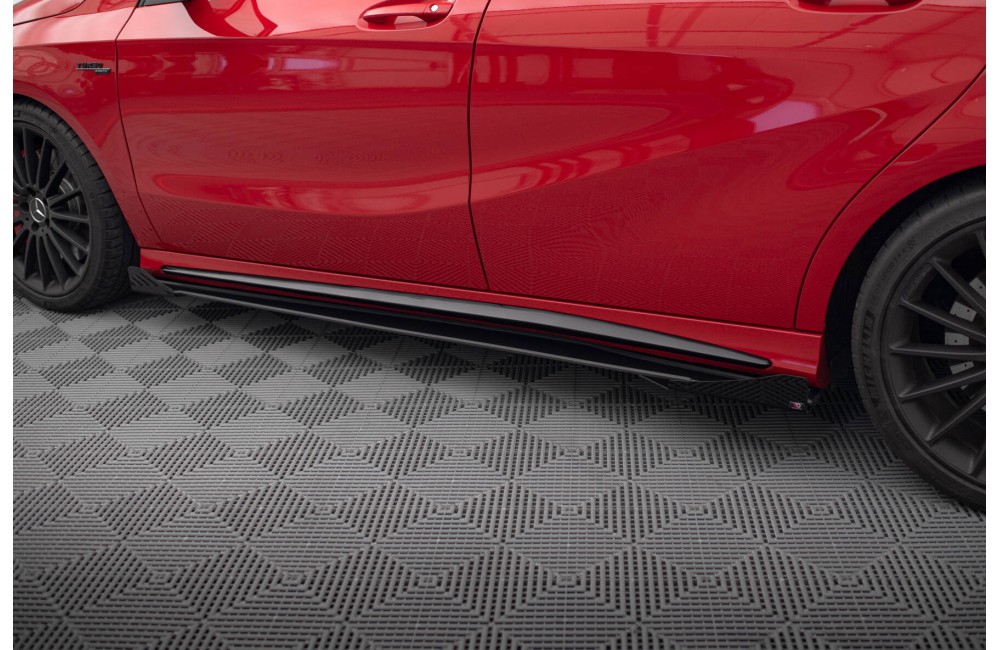 Street Pro Side Skirts Diffusers + Flaps Mercedes-Benz A 45 AMG W176 Facelift - Black + Gloss Flaps Street Pro Side Skirts Diffusers + Flaps Mercedes-Benz A 45 AMG W176 Facelift - Black + Gloss Flaps