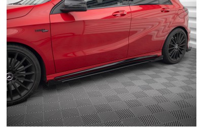 Street Pro Side Skirts Diffusers + Flaps Mercedes-Benz A 45 AMG W176 Facelift - Black + Gloss Flaps    
