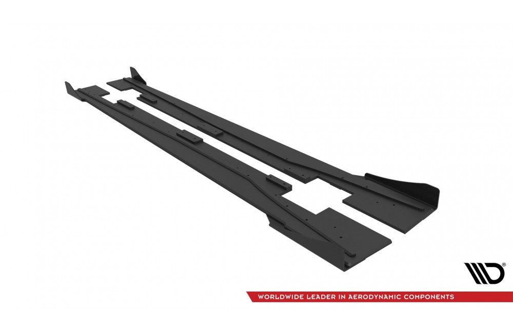 Street Pro Side Skirts Diffusers + Flaps Mercedes-Benz A 45 AMG W176 Facelift - Black + Gloss Flaps Street Pro Side Skirts Diffusers + Flaps Mercedes-Benz A 45 AMG W176 Facelift - Black + Gloss Flaps