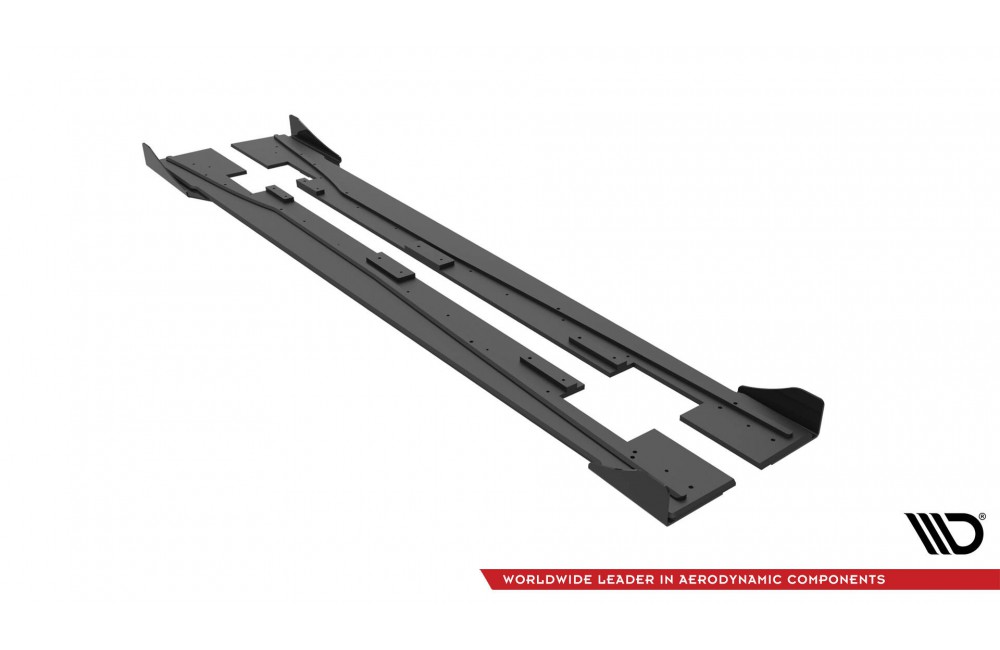 Street Pro Side Skirts Diffusers + Flaps Mercedes-Benz A 45 AMG W176 Facelift - Black + Gloss Flaps Street Pro Side Skirts Diffusers + Flaps Mercedes-Benz A 45 AMG W176 Facelift - Black + Gloss Flaps
