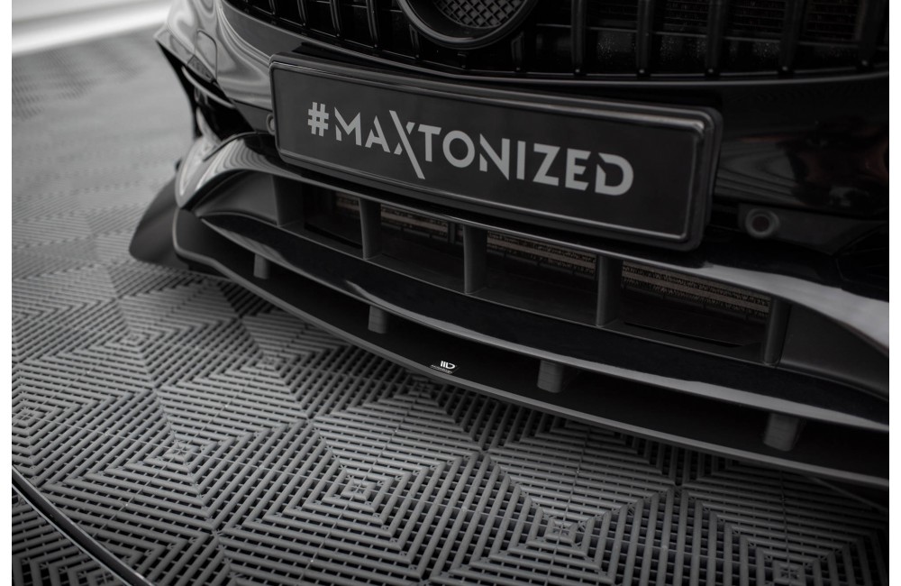 Street Pro Front Splitter + Flaps Mercedes-Benz A AMG-Line W176 Facelift - Black + Gloss Flaps