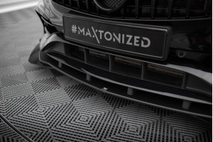 Street Pro Front Splitter + Flaps Mercedes-Benz A AMG-Line W176 Facelift - Black + Gloss Flaps