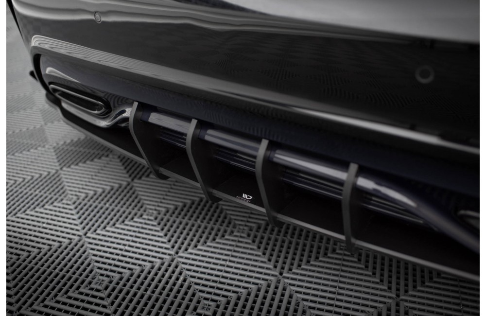 Street Pro Rear Side Splitters + Flaps Mercedes-Benz A AMG-Line W176 Facelift - Black + Gloss Flaps