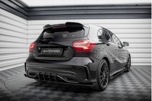 Street Pro Rear Side Splitters + Flaps Mercedes-Benz A AMG-Line W176 Facelift - Black + Gloss Flaps