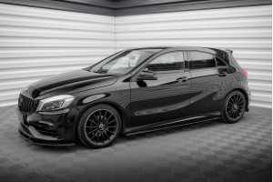 Street Pro Side Skirts Diffusers Mercedes-Benz A AMG-Line W176 Facelift - Black Street Pro Side Skirts Diffusers Mercedes-Benz A AMG-Line W176 Facelift - Black