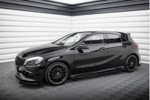Street Pro Side Skirts Diffusers + Flaps Mercedes-Benz A AMG-Line W176 Facelift - Black + Gloss Flaps Street Pro Side Skirts Diffusers + Flaps Mercedes-Benz A AMG-Line W176 Facelift - Black + Gloss Flaps