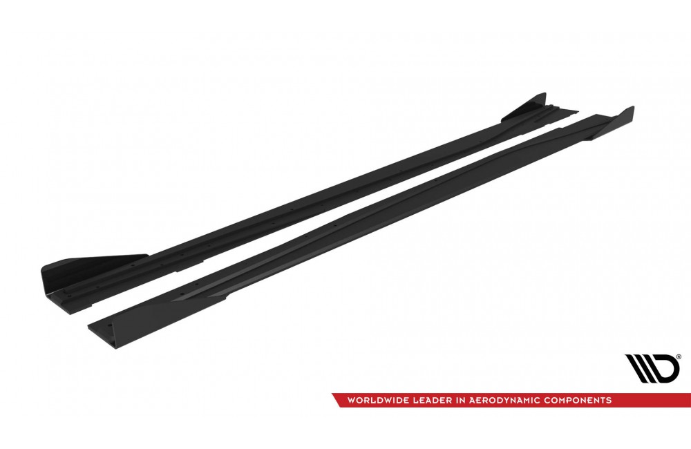 Street Pro Side Skirts Diffusers + Flaps Mercedes-Benz A AMG-Line W176 Facelift - Black + Gloss Flaps Street Pro Side Skirts Diffusers + Flaps Mercedes-Benz A AMG-Line W176 Facelift - Black + Gloss Flaps