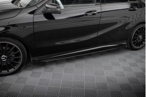 Street Pro Side Skirts Diffusers + Flaps Mercedes-Benz A AMG-Line W176 Facelift - Black + Gloss Flaps Street Pro Side Skirts Diffusers + Flaps Mercedes-Benz A AMG-Line W176 Facelift - Black + Gloss Flaps