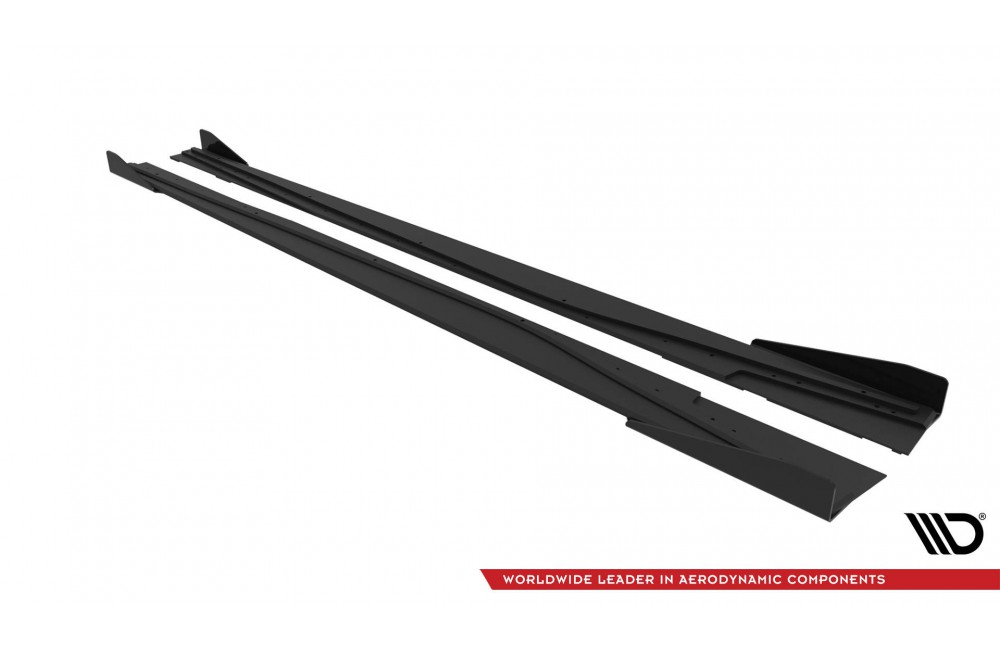 Street Pro Side Skirts Diffusers + Flaps Mercedes-Benz A AMG-Line W176 Facelift - Black + Gloss Flaps Street Pro Side Skirts Diffusers + Flaps Mercedes-Benz A AMG-Line W176 Facelift - Black + Gloss Flaps