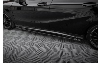 Street Pro Side Skirts Diffusers Mercedes-Benz A AMG-Line W176 Facelift - Black-Red
