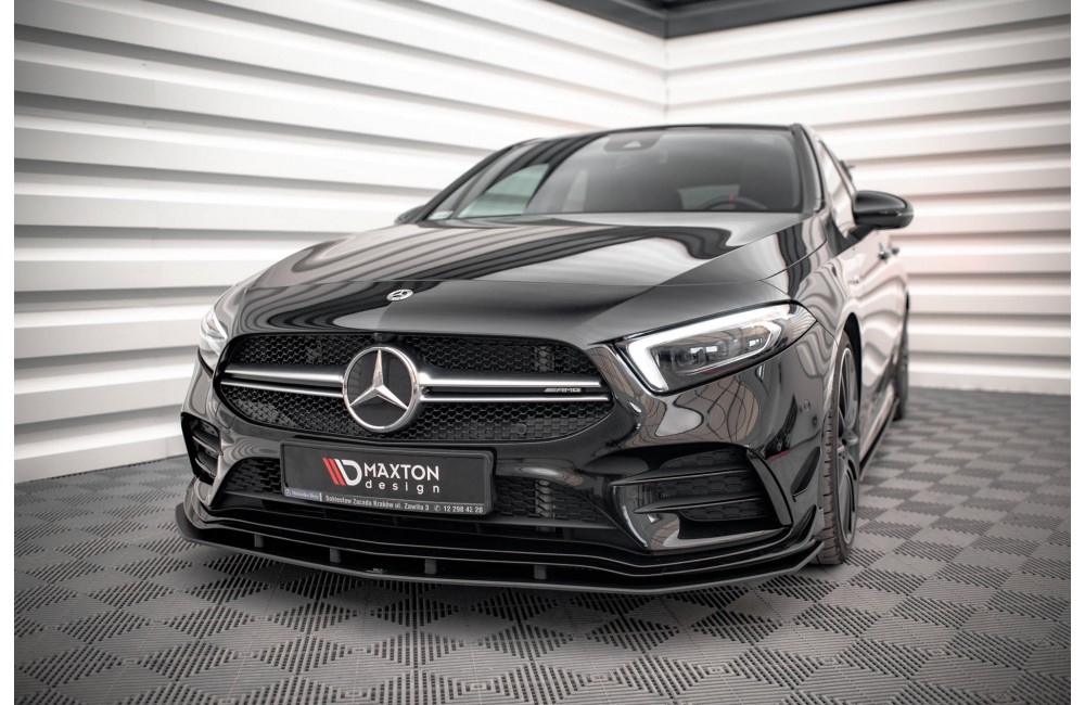 Street Pro Front Splitter Mercedes A35 AMG / AMG-Line Aero Pack W177  - Black