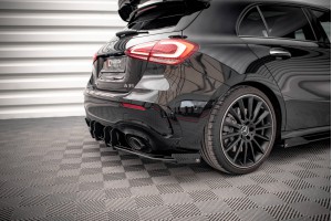 Street Pro Rear Valance + Flaps Mercedes A35 AMG Hatchback Aero Pack W177 - Black + Gloss Flaps Street Pro Rear Valance + Flaps Mercedes A35 AMG Hatchback Aero Pack W177 - Black + Gloss Flaps