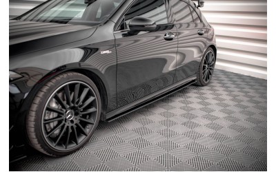 Street Pro Side Skirts Diffusers Mercedes A35 AMG / AMG-Line Aero Pack W177  - Black