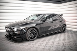 Street Pro Side Skirts Diffusers + Flaps Mercedes A35 AMG / AMG-Line Aero Pack W177 - Black + Gloss Flaps Street Pro Side Skirts Diffusers + Flaps Mercedes A35 AMG / AMG-Line Aero Pack W177 - Black + Gloss Flaps