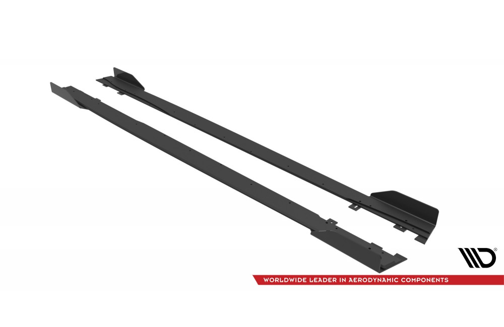 Street Pro Side Skirts Diffusers + Flaps Mercedes A35 AMG / AMG-Line Aero Pack W177 - Black + Gloss Flaps Street Pro Side Skirts Diffusers + Flaps Mercedes A35 AMG / AMG-Line Aero Pack W177 - Black + Gloss Flaps
