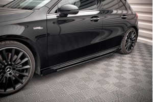 Street Pro Side Skirts Diffusers + Flaps Mercedes A35 AMG / AMG-Line Aero Pack W177 - Black + Gloss Flaps Street Pro Side Skirts Diffusers + Flaps Mercedes A35 AMG / AMG-Line Aero Pack W177 - Black + Gloss Flaps