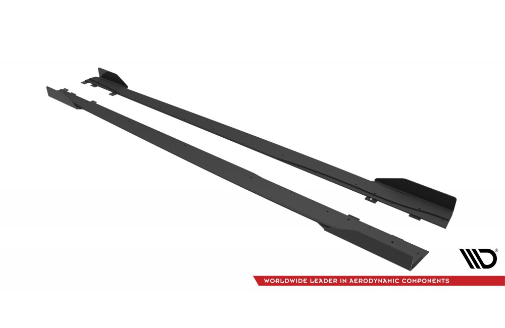Street Pro Side Skirts Diffusers + Flaps Mercedes A35 AMG / AMG-Line Aero Pack W177 - Black + Gloss Flaps Street Pro Side Skirts Diffusers + Flaps Mercedes A35 AMG / AMG-Line Aero Pack W177 - Black + Gloss Flaps