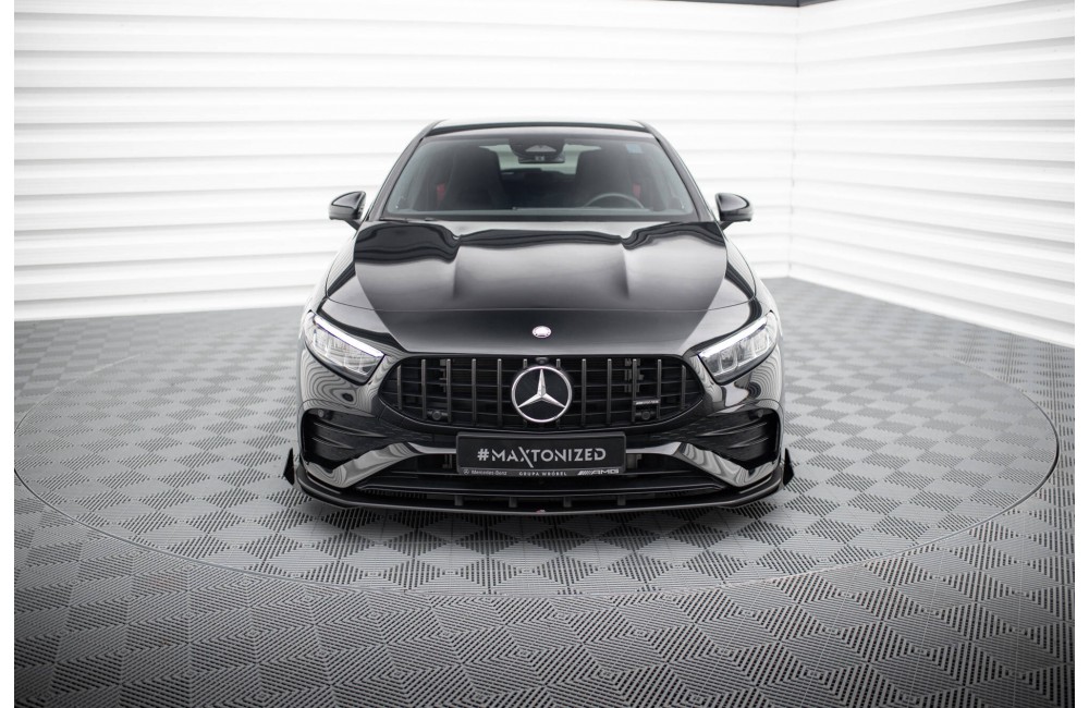 Street Pro Front Splitter + Flaps Mercedes-AMG A35 W177 Facelift - Black + Gloss Flaps