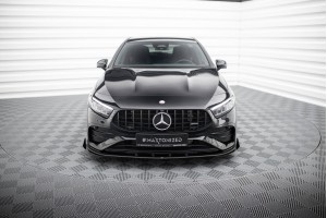 Street Pro Front Splitter + Flaps Mercedes-AMG A35 W177 Facelift - Black + Gloss Flaps