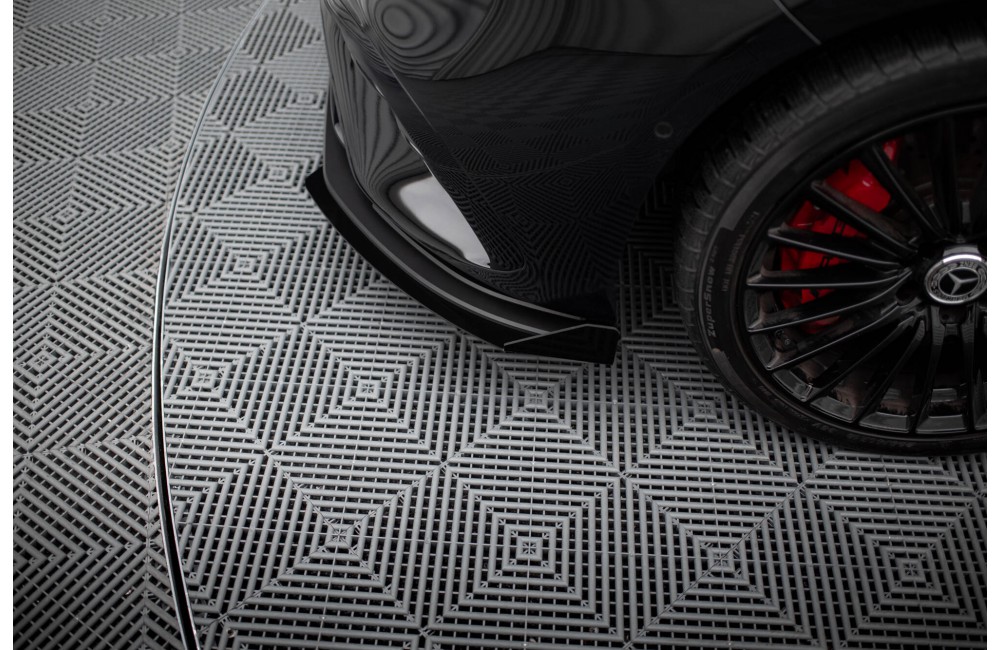 Street Pro Front Splitter + Flaps Mercedes-AMG A35 W177 Facelift - Black + Gloss Flaps
