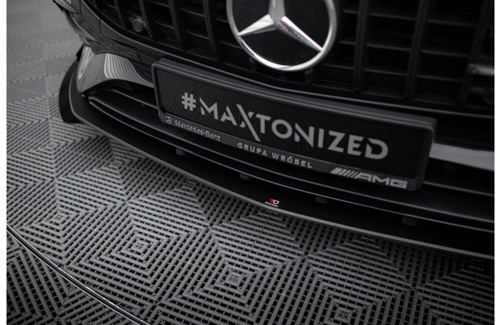 Street Pro Front Splitter + Flaps Mercedes-AMG A35 W177 Facelift - Black + Gloss Flaps