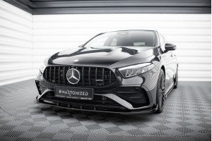 Street Pro Front Splitter + Flaps Mercedes-AMG A35 W177 Facelift - Black + Gloss Flaps