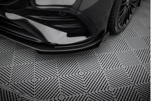 Street Pro Front Splitter + Flaps Mercedes-AMG A35 W177 Facelift - Black + Gloss Flaps