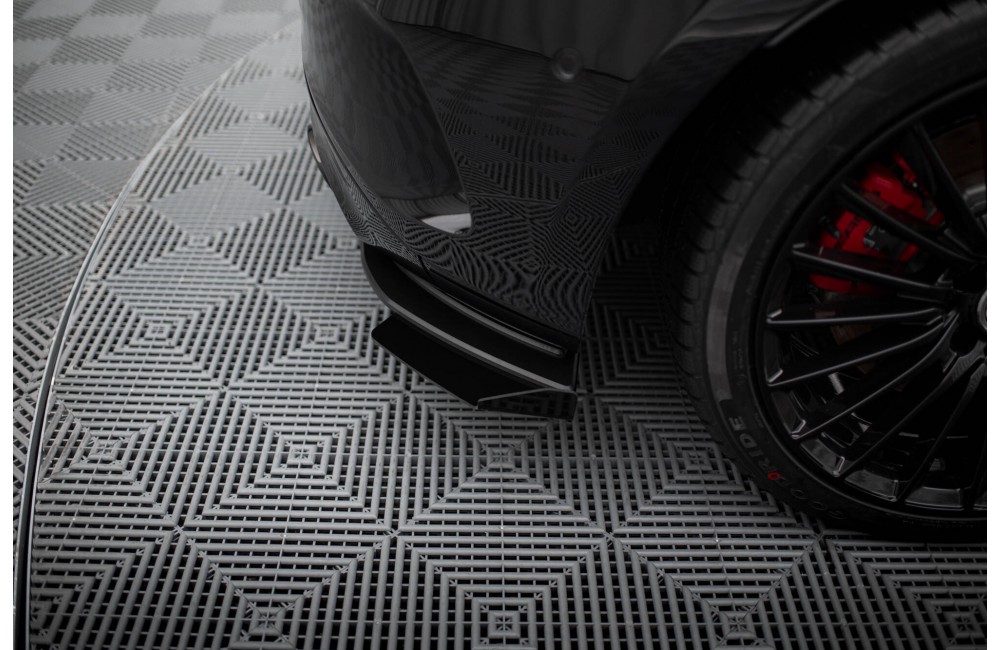 Street Pro Rear Side Splitters + Flaps Mercedes-AMG A35 Hatchback W177 - Black + Gloss Flaps