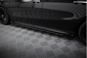 Street Pro Side Skirts Diffusers + Flaps Mercedes-AMG A35 W177 Facelift - Black + Gloss Flaps
