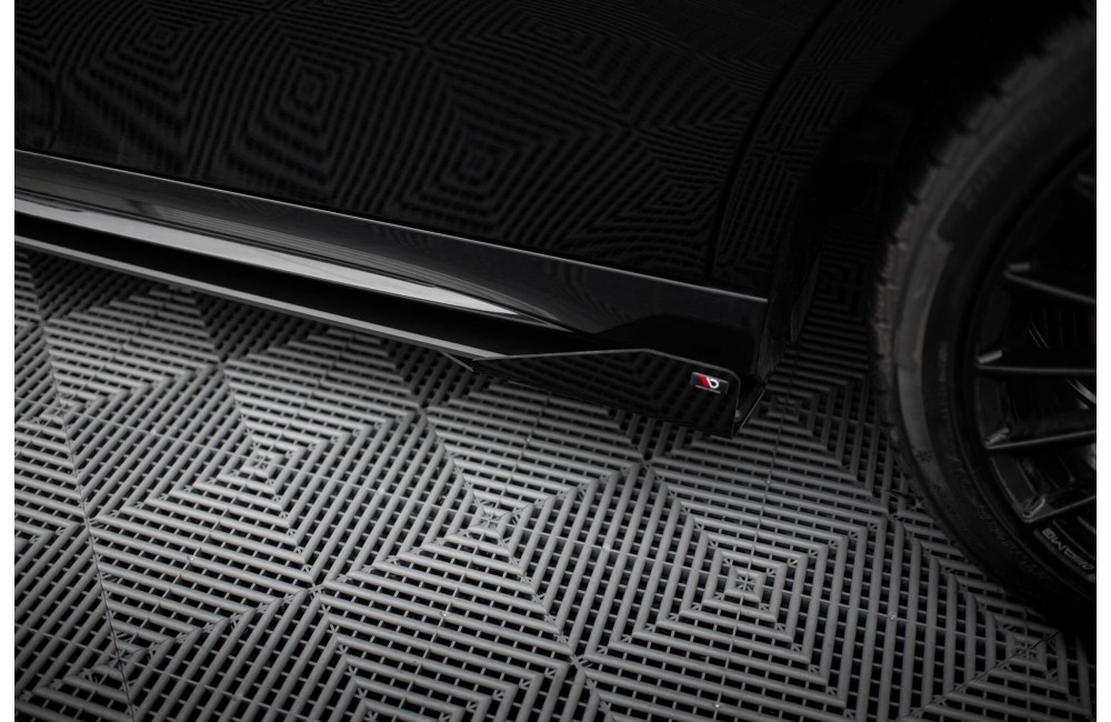 Street Pro Side Skirts Diffusers + Flaps Mercedes-AMG A35 W177 Facelift - Black + Gloss Flaps