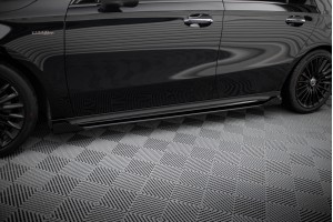 Street Pro Side Skirts Diffusers + Flaps Mercedes-AMG A35 W177 Facelift - Black + Gloss Flaps