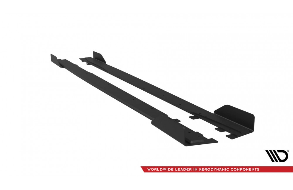 Street Pro Side Skirts Diffusers + Flaps Mercedes-AMG A35 W177 Facelift - Black + Gloss Flaps
