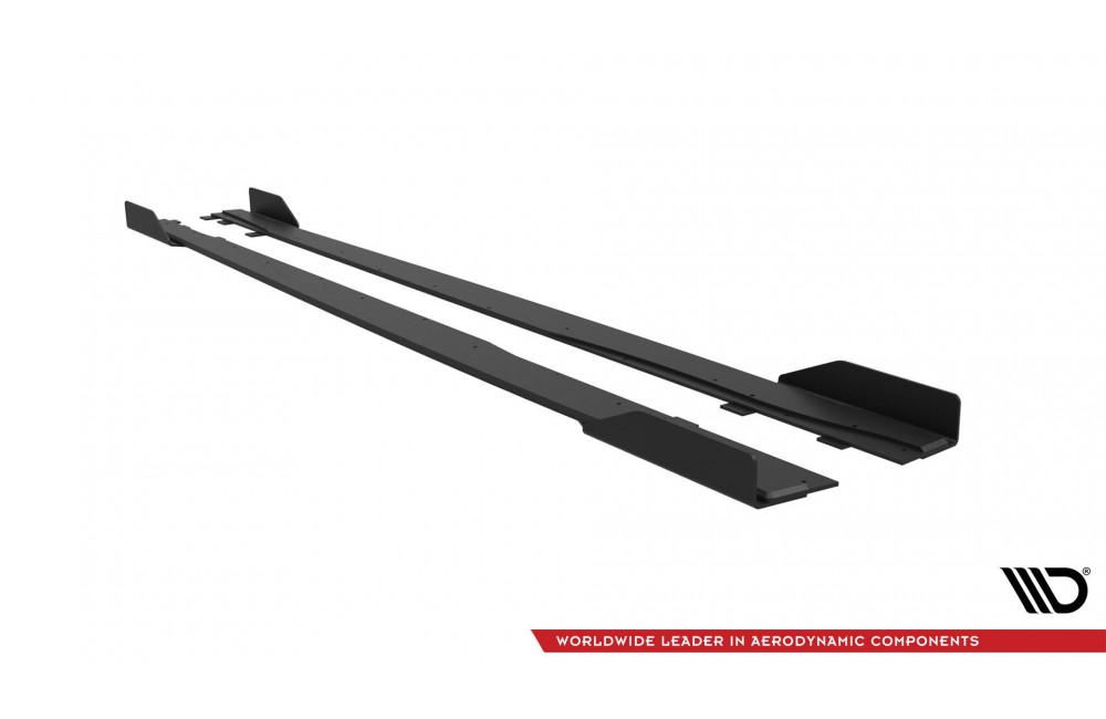 Street Pro Side Skirts Diffusers + Flaps Mercedes-AMG A35 W177 Facelift - Black + Gloss Flaps