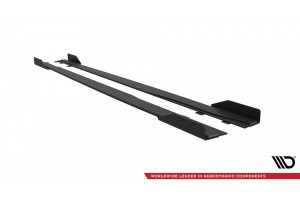 Street Pro Side Skirts Diffusers + Flaps Mercedes-AMG A35 W177 Facelift - Black + Gloss Flaps