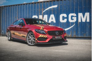 Street Pro Front Splitter + Flaps Mercedes-AMG C43 Coupe C205 - Black + Gloss Flaps
