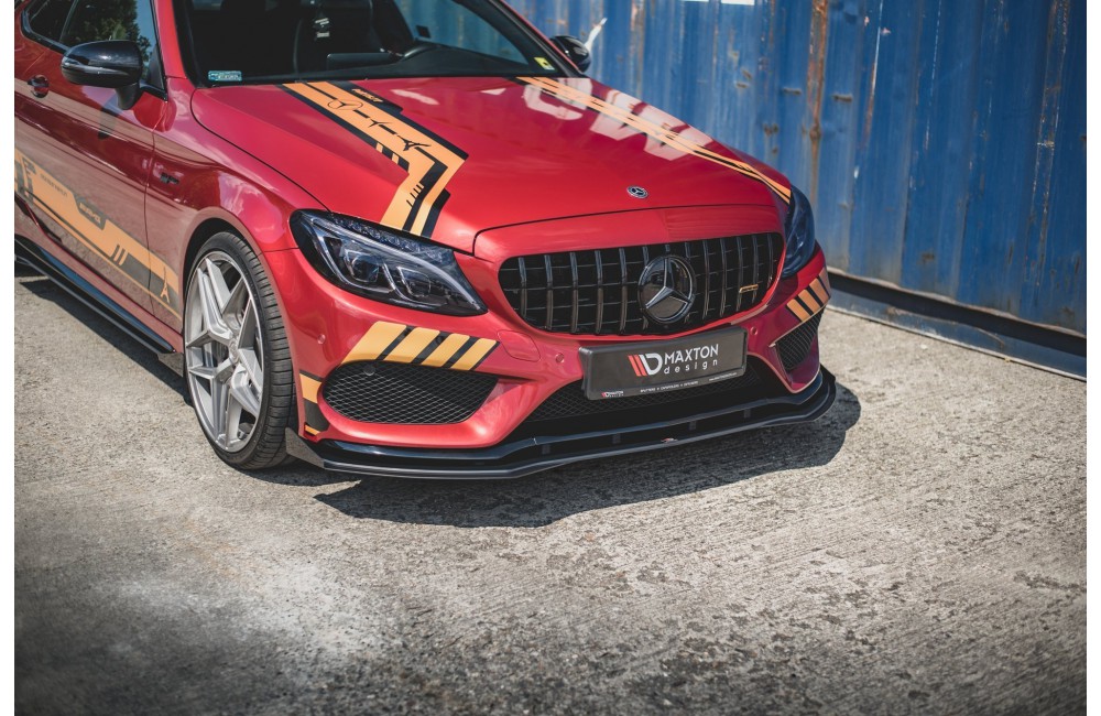 Street Pro Front Splitter + Flaps Mercedes-AMG C43 Coupe C205 - Black + Gloss Flaps