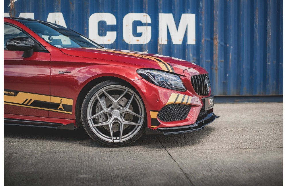 Street Pro Front Splitter + Flaps Mercedes-AMG C43 Coupe C205 - Black + Gloss Flaps