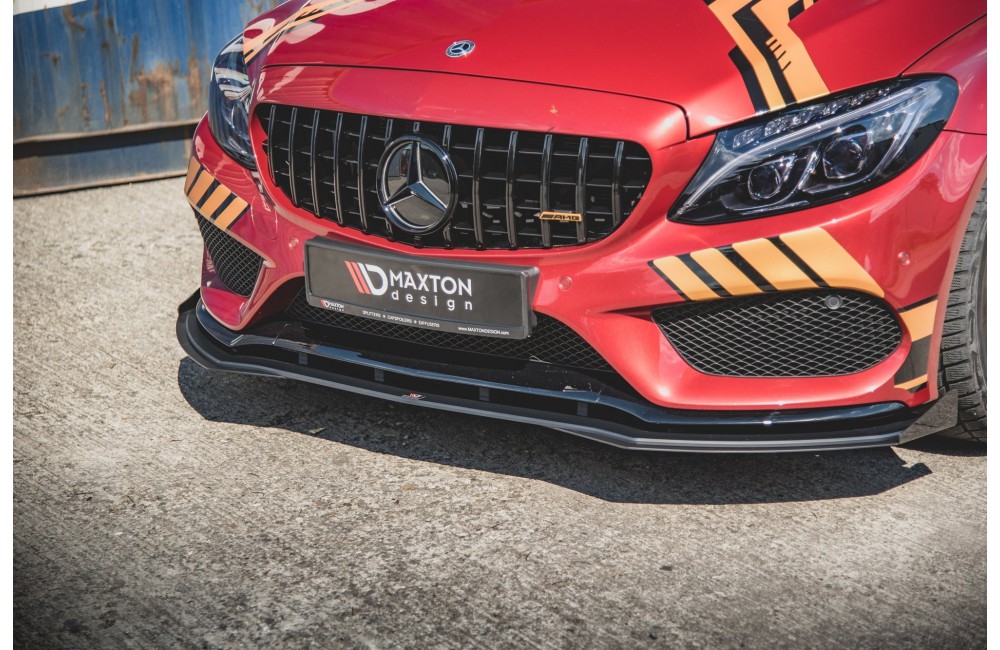 Street Pro Front Splitter + Flaps Mercedes-AMG C43 Coupe C205 - Black + Gloss Flaps