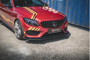 Street Pro Front Splitter + Flaps Mercedes-AMG C43 Coupe C205 - Black + Gloss Flaps