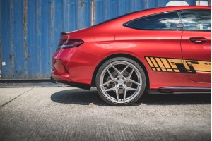 Street Pro Rear Side Splitters + Flaps Mercedes-AMG C43 Coupe C205 - Black + Gloss Flaps