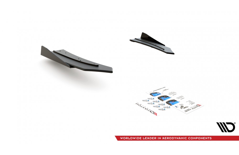 Street Pro Rear Side Splitters + Flaps Mercedes-AMG C43 Coupe C205 - Black + Gloss Flaps
